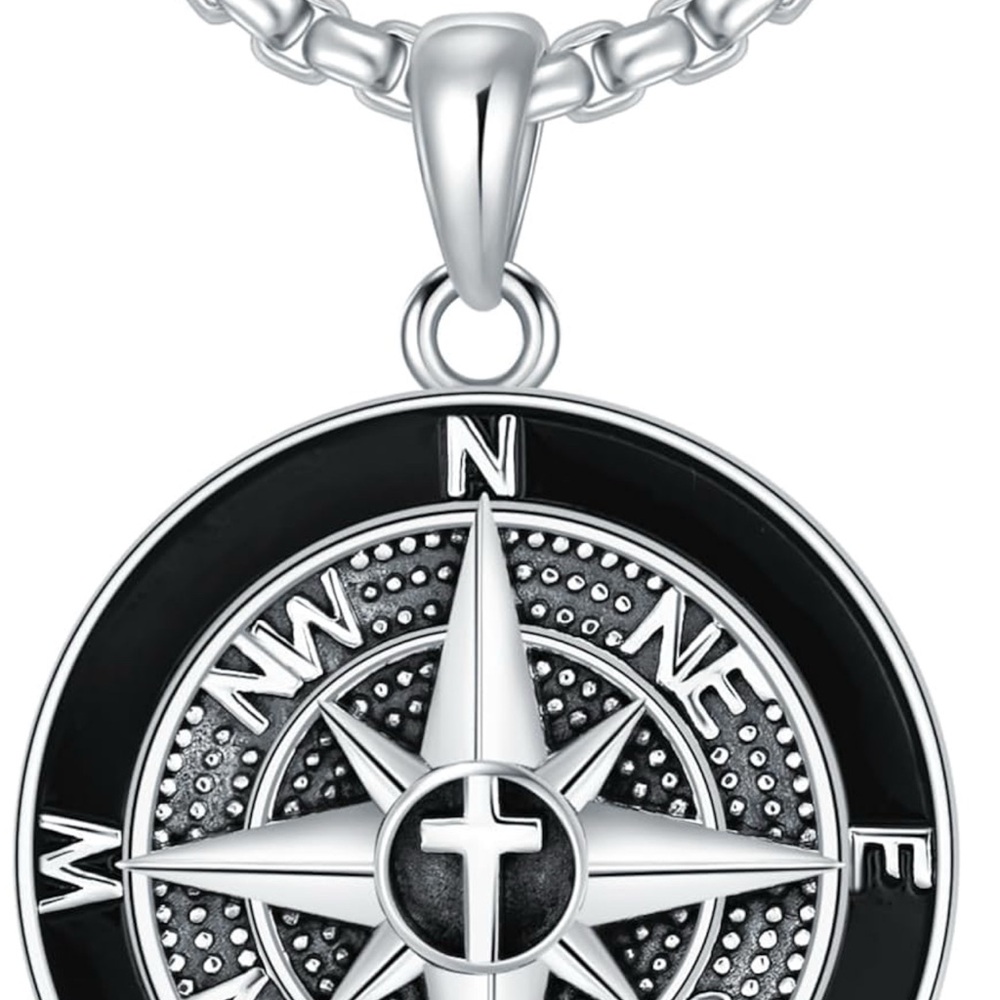 Silver Compass Pendant Necklace